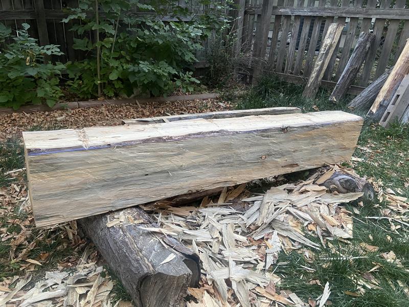 Completed hand-hewn timber beam